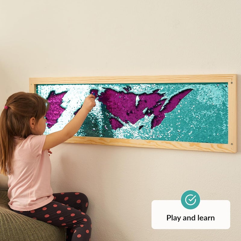 ODOXIA Sequin Sensory Wall Frame | Sensory Wall Sequin Flip Fabric for Kids | Daycare and School And Room Board - Image 2